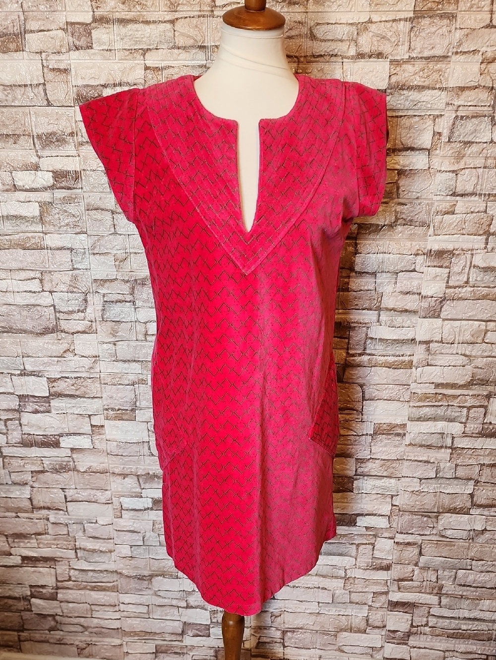 La Plage Bright Pink Patterned Tunic Dress